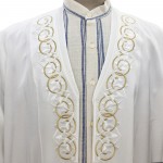 Buhara Yaka Nakışlı Cübbe - Beyaz - Gold Nakış